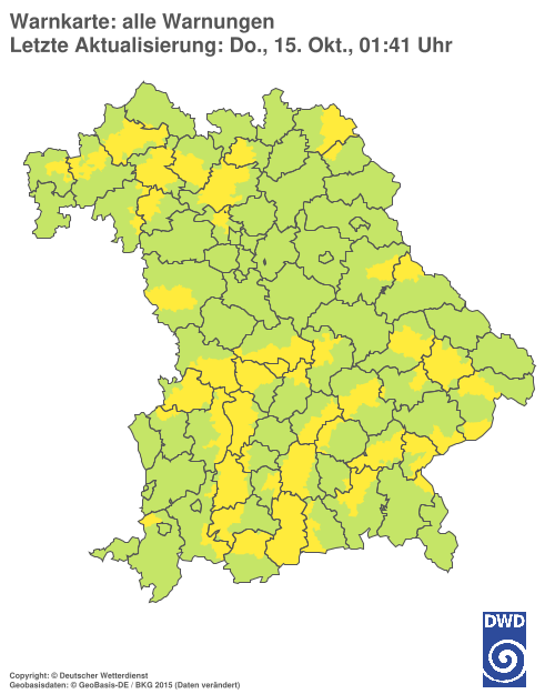 Aktuelle Warnkarte: Bayern