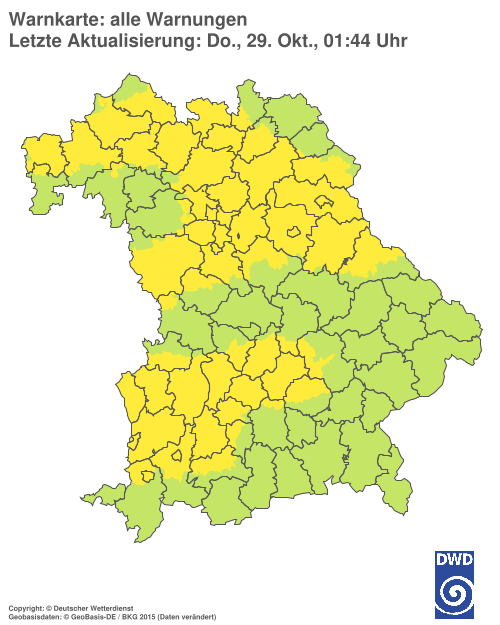 Aktuelle Warnkarte: Bayern