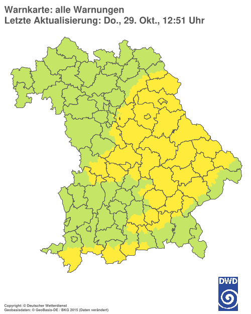 Aktuelle Warnkarte: Bayern