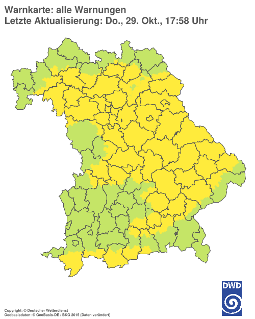 Aktuelle Warnkarte: Bayern